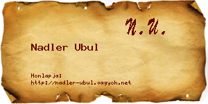 Nadler Ubul névjegykártya